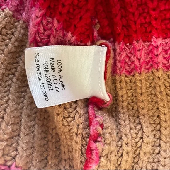 SO brand beige, pink, and red striped crew neck sweater Y2K women’s small - Picture 6 of 7